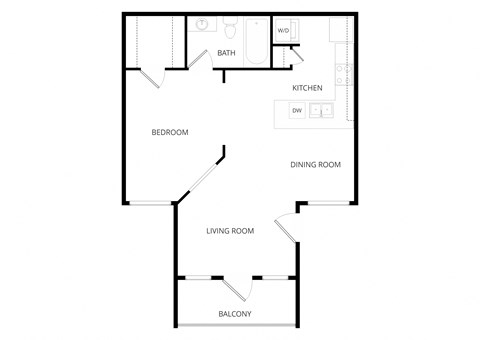 Floor plan for studio, 1 bath, 470 sqft